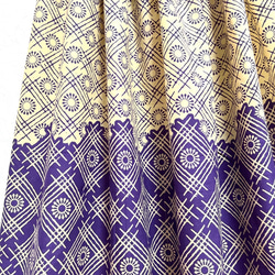 【新作1点物】インド綿ギャザースカート ベージュ×パープル 5枚目の画像