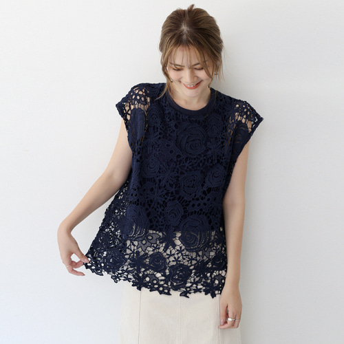 レースブラウス フリーサイズ トップス レディース 半袖 春 夏 レース
