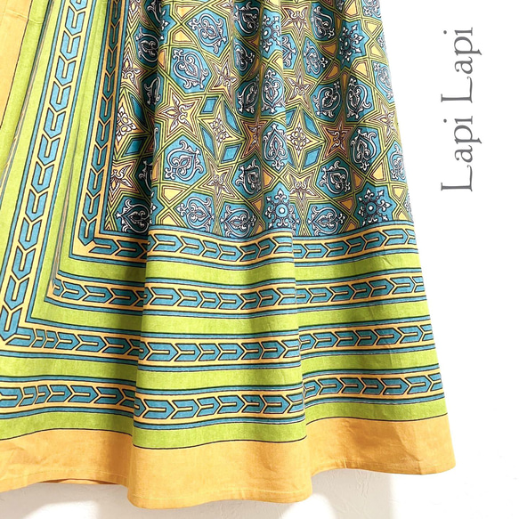 【大人気！】インド綿ギャザースカート ディープイエロー 4枚目の画像