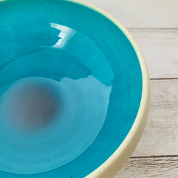 夏のトルコ青釉　ボール中鉢（青×白） 6枚目の画像