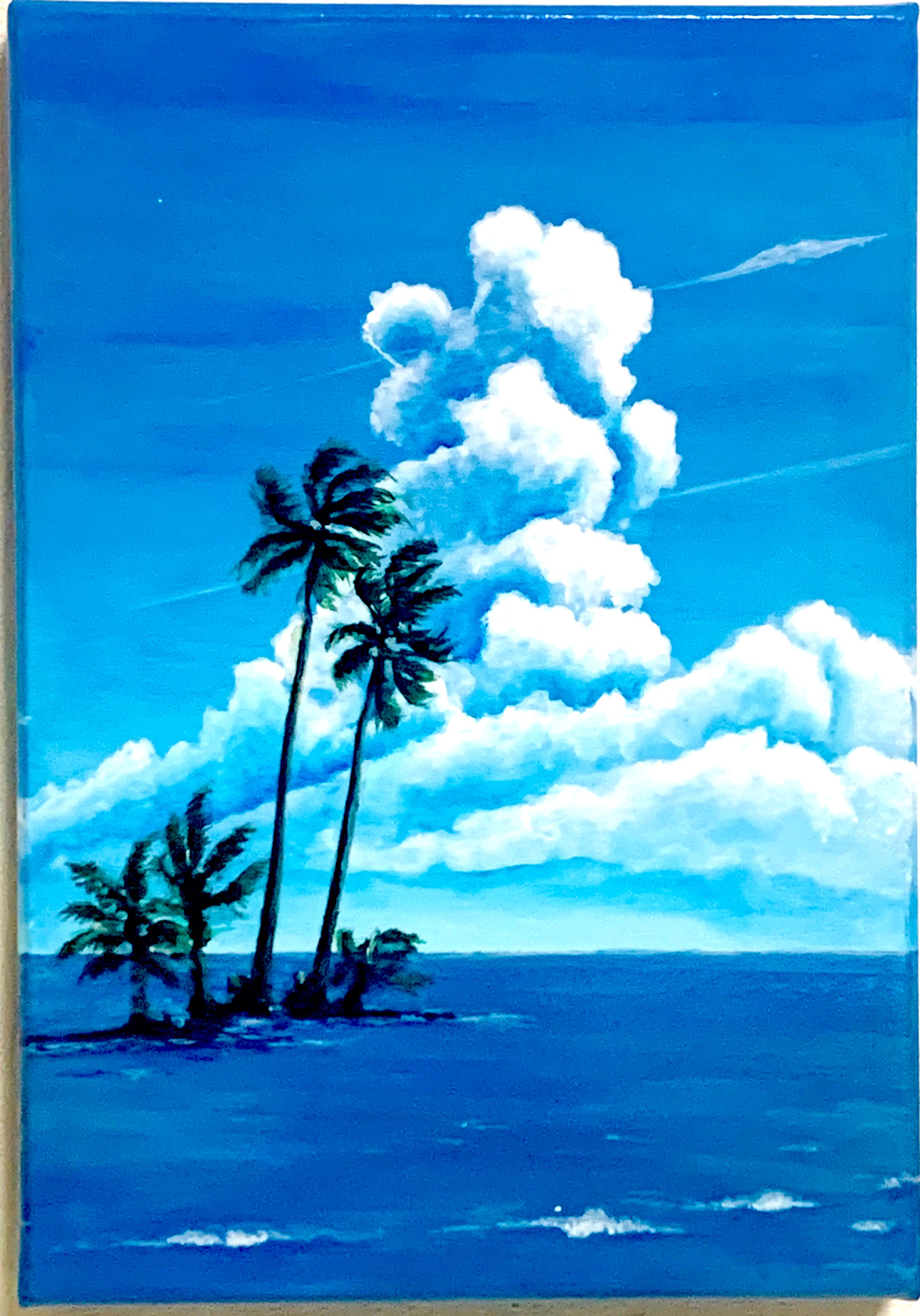 クリオネ 原画 アート 絵画 画家 現代アート 海 イラスト インテリア 幻想的 アクリル画 原画 インテリア 海 雲 青い絵画 絵画 washio-art