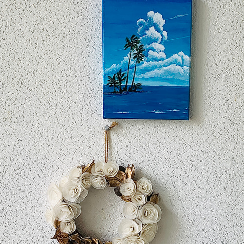 アクリル画　原画　インテリア　雲　F4 絵画 アクリル画 原画 インテリア 海 雲 青い絵画 絵画 washio-art