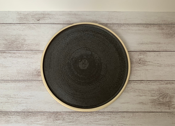 リバーシブル　トルコ青×黒プレート皿 5枚目の画像
