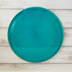 リバーシブル　トルコ青×黒プレート皿 1枚目の画像