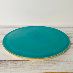リバーシブル　トルコ青×黒プレート皿 2枚目の画像