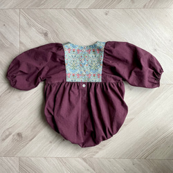 puffed sleeves romper／William Morris Hyacinth／ウィリアムモリス・ロンパース 4枚目の画像