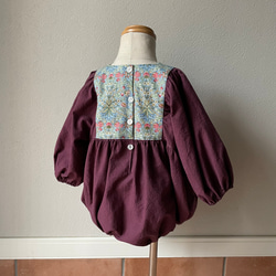 puffed sleeves romper／William Morris Hyacinth／ウィリアムモリス・ロンパース 2枚目の画像