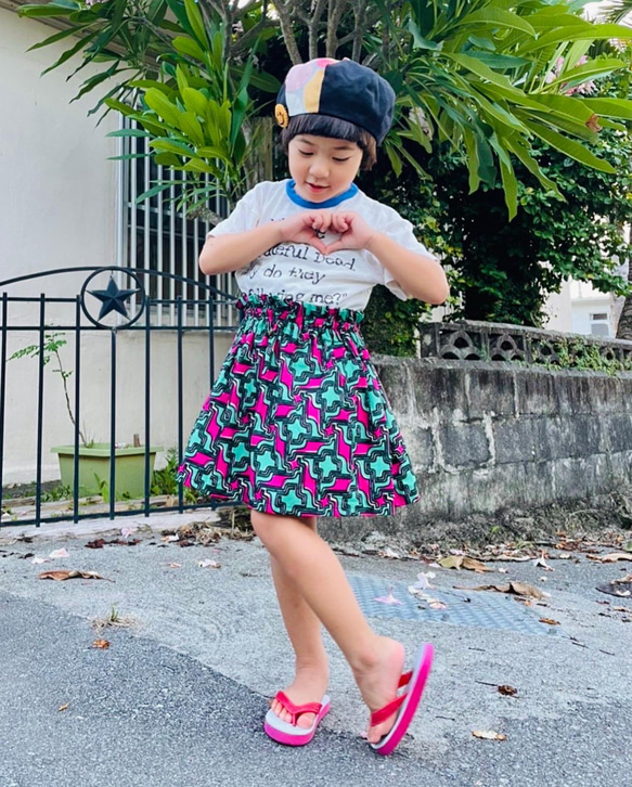 ギャザースカート/幾何学模様/個性的/80cm〜130cm 4枚目の画像