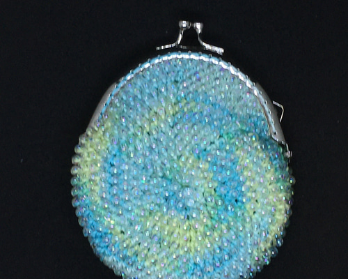 ビーズがま口ハンドメイド、キラキラグリーン キラキラかわいいビーズのがま口 グリーン がま口 ルミワールド 通販