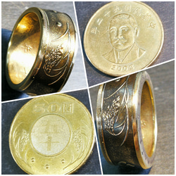 台湾 50圓 アルミ青銅貨 オーダーメイドコインリング 16～32号 3枚目の画像