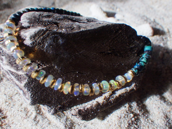 *14kgf*Opal&amp; Chrysocolla 手鍊⭐︎Opal⭐︎Chrysocolla 第8張的照片