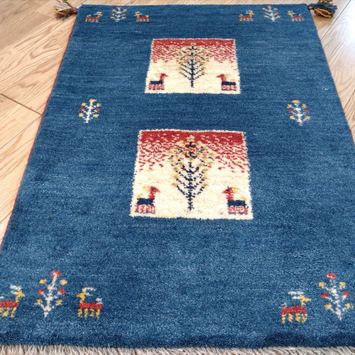 大特価33％OFF】ペルシャ ギャッベ 玄関マット 88×60cm