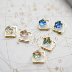 square...blue zircon (青緑) ステンレスピアス / イヤリング 5枚目の画像