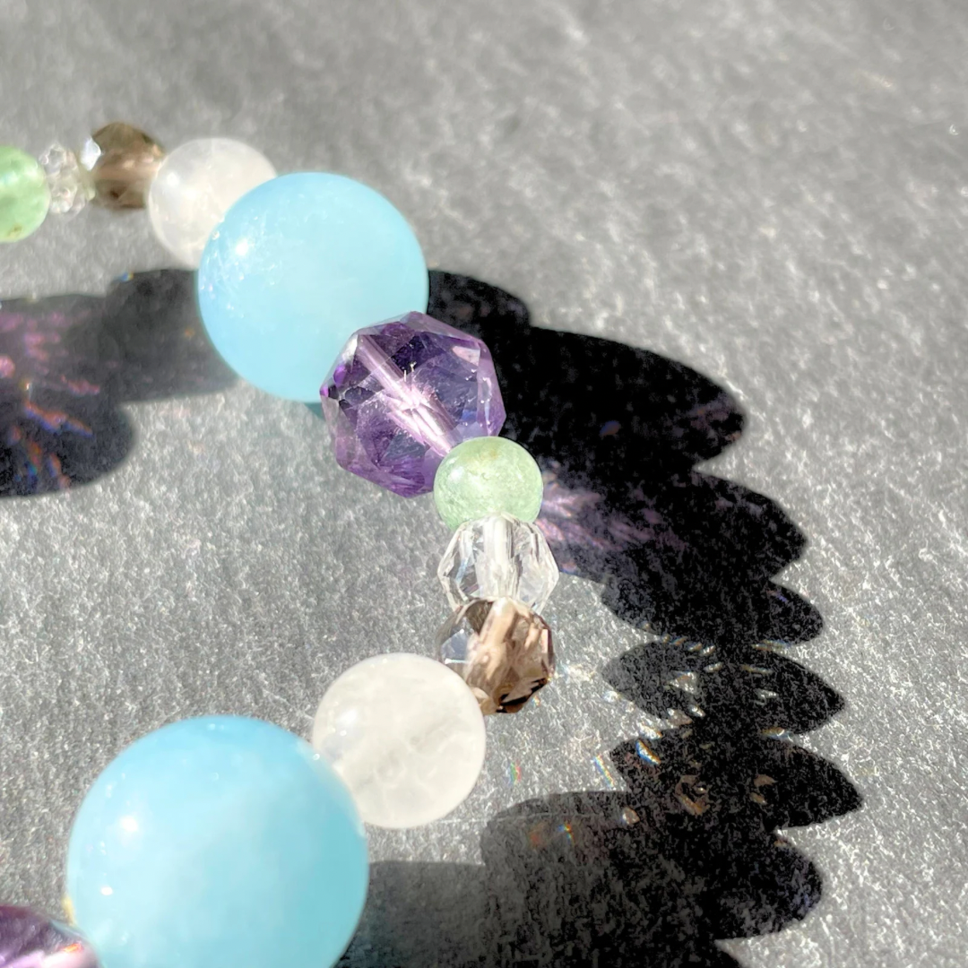 【一点物】魅ゆる青の中(アクアマリン×アメジスト) | 天然石 高品質 ブレスレット