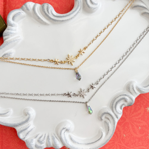 Paradise Shine：星とクリスタルガラスの2連チョーカーネックレス