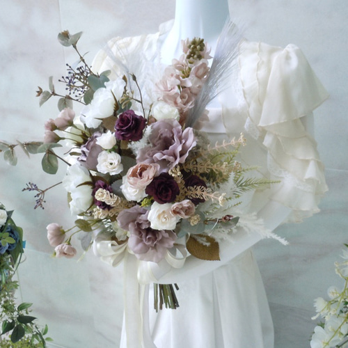 ◇グレイッシュカラーのクラッチブーケ◇ウエディングブーケ グレイ