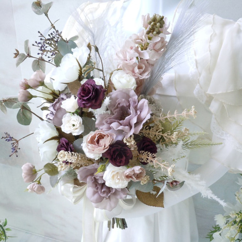 ◇グレイッシュカラーのクラッチブーケ◇ウエディングブーケ