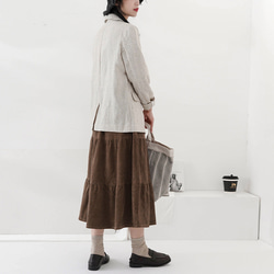 秋冬 リネン100% レディースブレザーコート 4枚目の画像