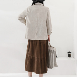 秋冬 リネン100% レディースブレザーコート 5枚目の画像