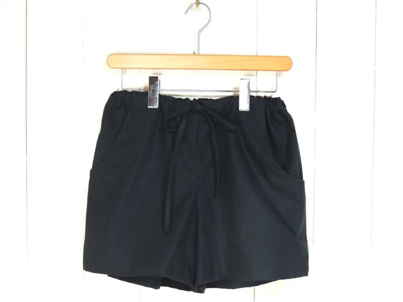 綿麻ショートパンツ/ブラック 3枚目の画像