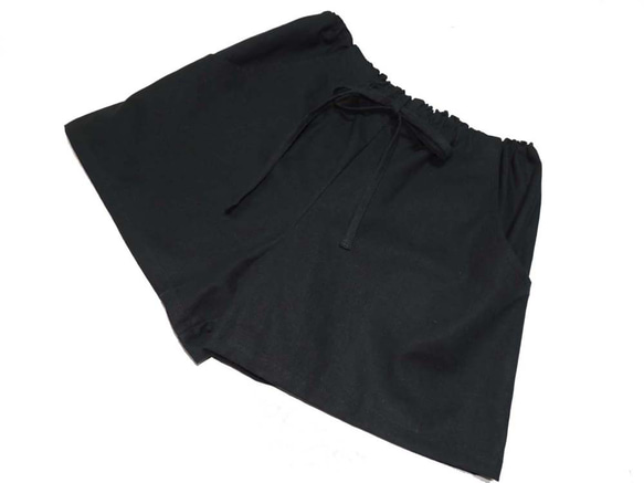 綿麻ショートパンツ/ブラック 2枚目の画像