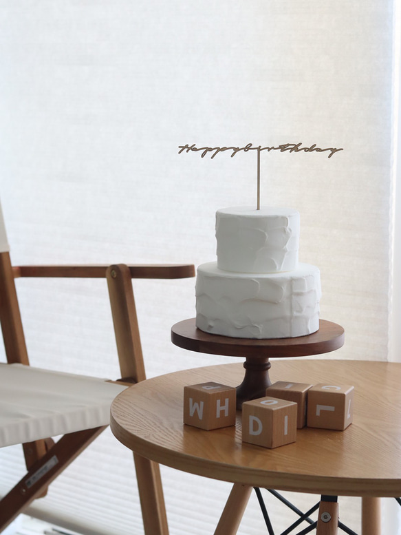 ケーキトッパー Happy Birthday 誕生日 タイプB 木製 3枚目の画像