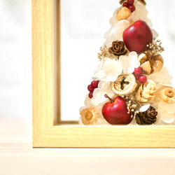 りんごのホワイトクリスマスツリー　フレームアレンジメント 5枚目の画像