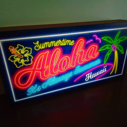 【Mサイズ】アロハ ハワイ ヤシの木 サーフィン ビーチ ハイビスカス 看板 置物 雑貨 ライトBOX 3枚目の画像