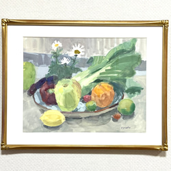 #1392　「実りの秋」　F6号額縁入、油彩画、静物画、原画 20-60代からのファッション通販 1392 F6号額縁入、油彩画、静物