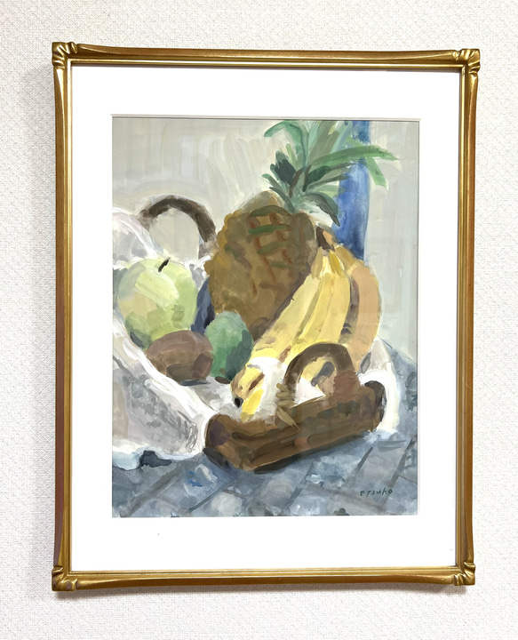肉筆油彩画 「三宝柑」 萩原 淳 F6号 美術品 油絵 インテリア