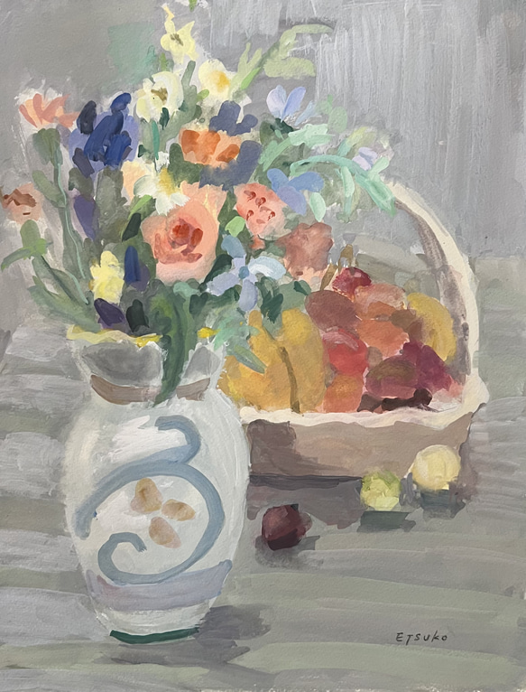 水彩画　静物　F6号 