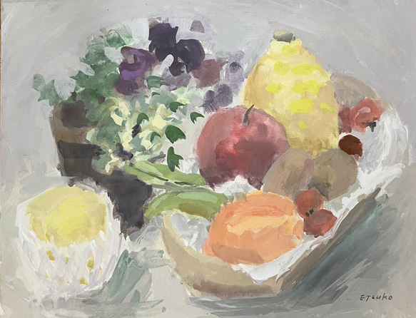 水彩画　静物　F6号 