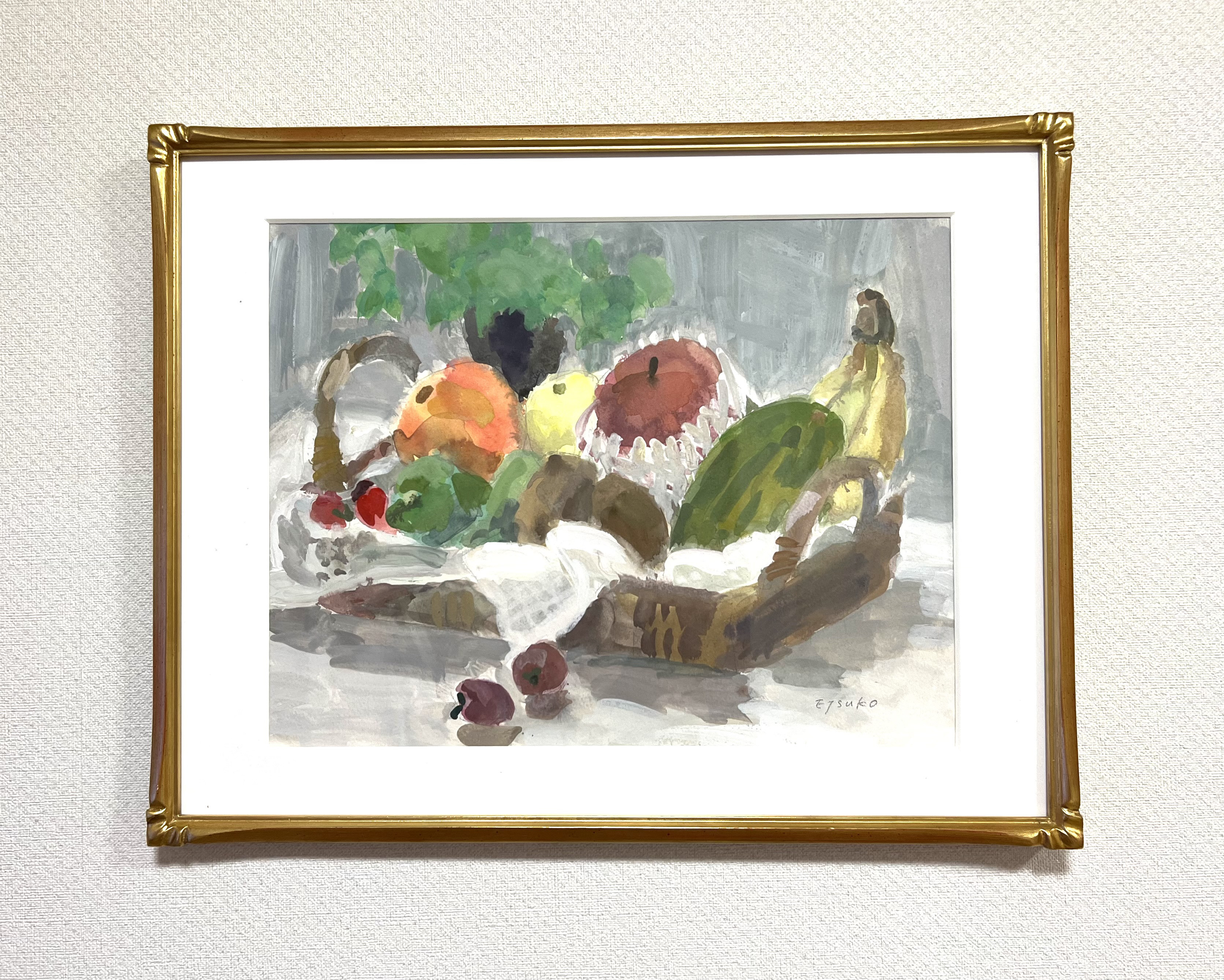 アンティーク 絵 水彩画 果物 antique フランス