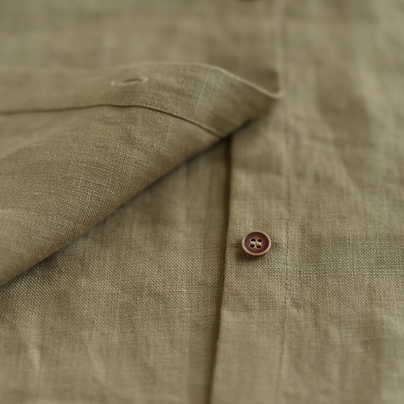 秋向き　上質リネン長袖シャツ　小襟　天然素材　リネン100％　 4枚目の画像