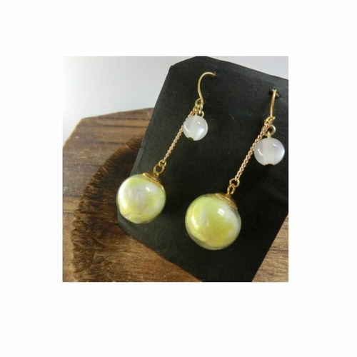 オーダーメイド♪愛鳥の羽入りガラスドームピアス/イヤリング