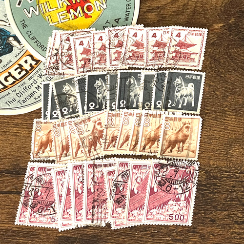 昭和レトロな切手・4種×各10枚枚☆使用済み切手・古切手【mc 昭和レトロな切手・4種×各10枚枚☆使用済み切手・古切手【mc