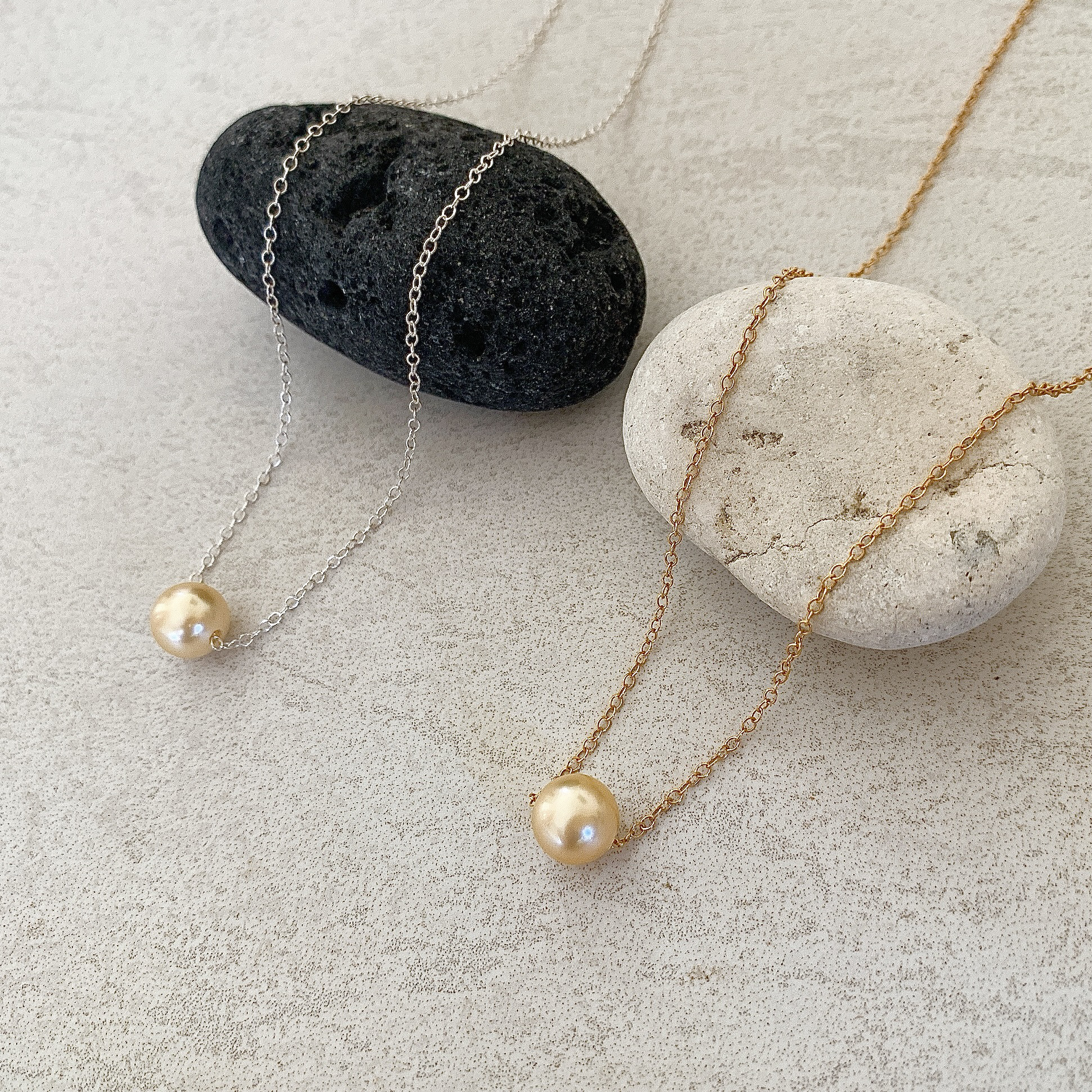 シャンパンゴールド南洋白蝶真珠♡シルバー925スルーネックレス【PSC-029】