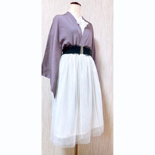 展示品　◇和洋きものコーデ◇  道行　セット売り　チュール　パープル　春　ベルト 展示品 ◇和洋きものコーデ◇ 道行 セット売り チュール