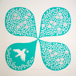 版画 Lucky Clover-mint green（シルクスクリーンプリント） 2枚目の画像