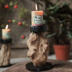 木製ローソク足 枯れた木 キャンドルホルダー 香りのキャンドルホルダー ヴィンテージ家具の装飾 わびさび オープニングギ 2枚目の画像