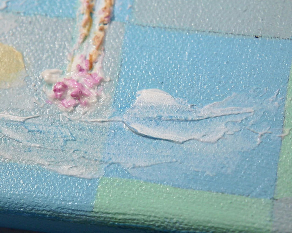 フラミンゴ／アクリル画　キャンバス　原画　F０号　ハワイ　チェリーピンク　可愛い 7枚目の画像