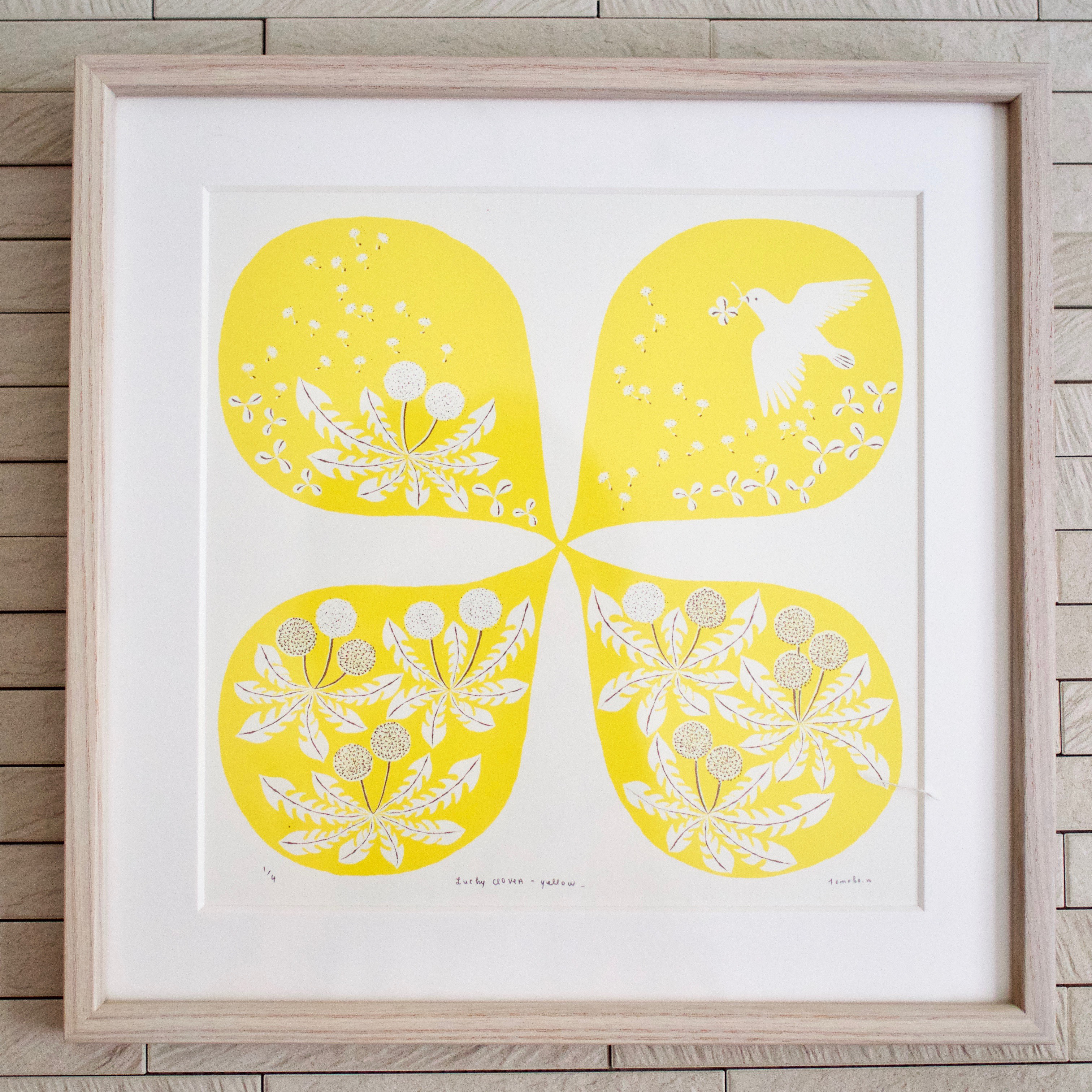 版画 Lucky Clover-yellow（シルクスクリーンプリント）