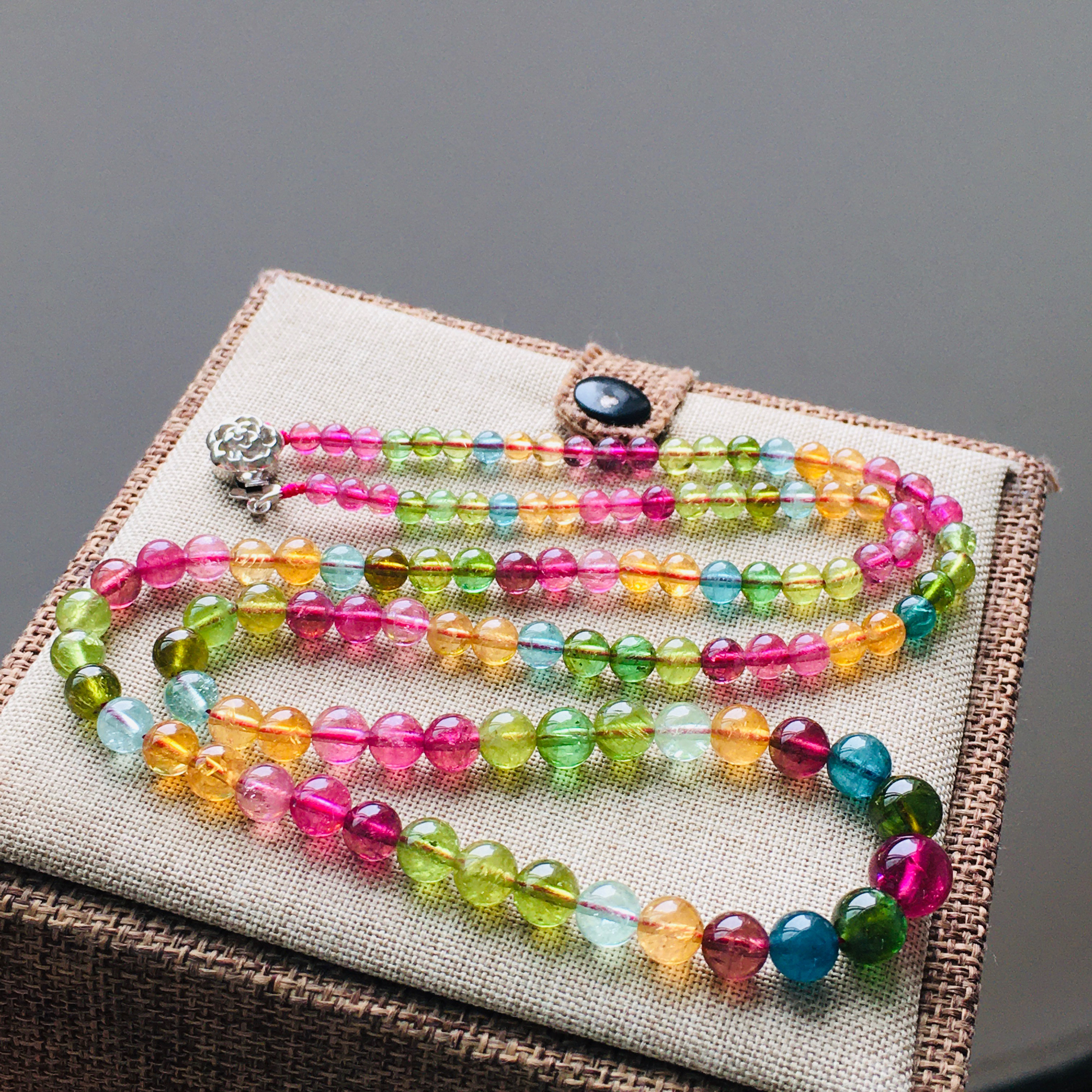 イギリス発送　トップグレード　天然マルチカラートルマリン　タワーネックレス　一期一会　マイナスイオン