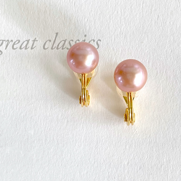 天然珍珠櫻花粉紅紅寶石珍珠耳環（9mm）可改耳環 第3張的照片