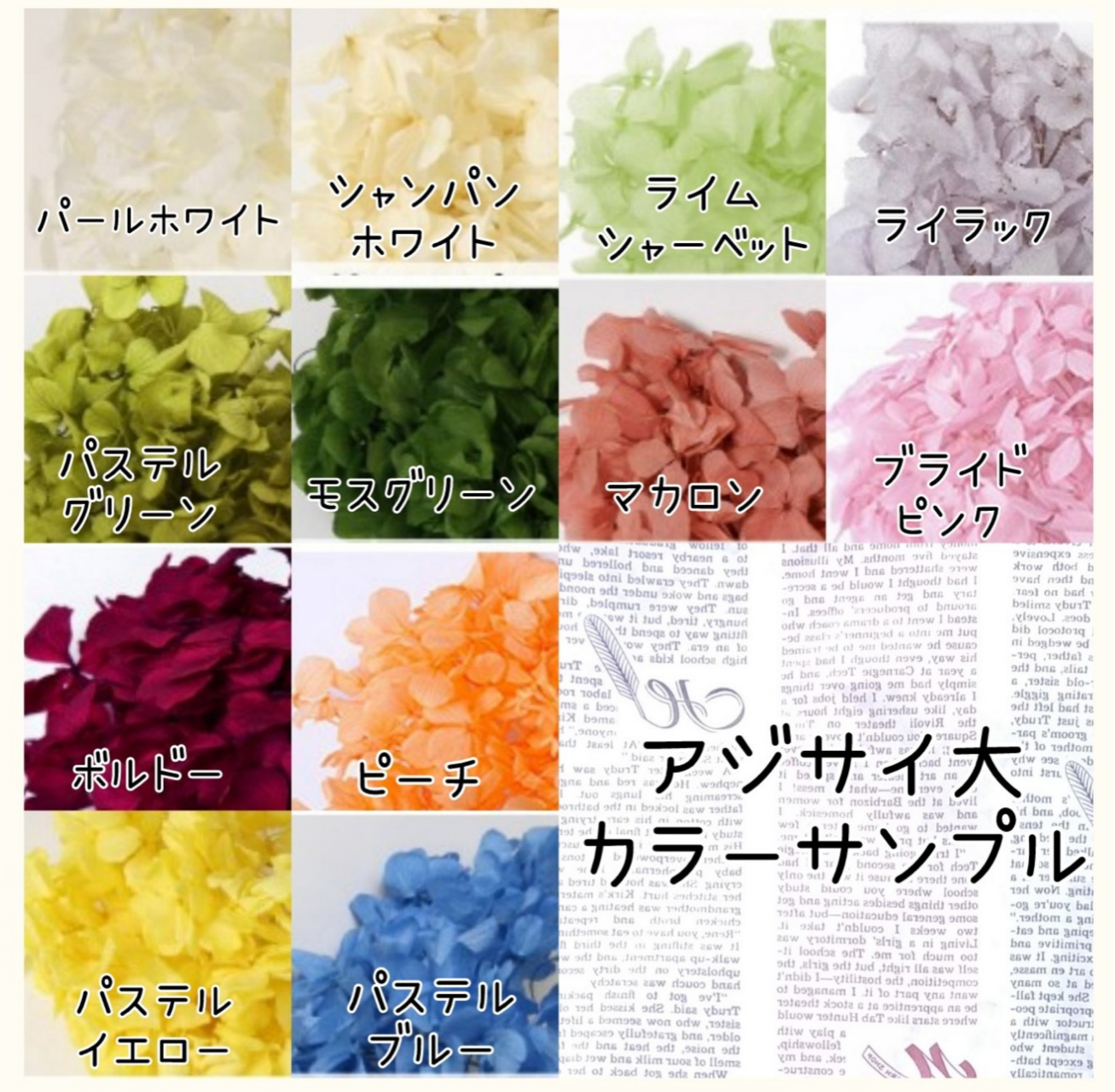 【カラーオーダー制】カスミソウ×アジサイmixのラウンドブーケ(M)＊プリザーブドフラワー