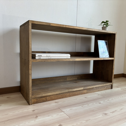 〘輝〙オーダーシェルフ サイズオーダー可】木のぬくもり感じるブックシェルフ/2段/90cm 棚