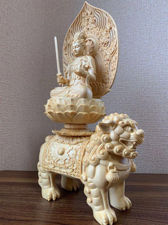 仏像　木彫　文殊、普賢菩薩像 6枚目の画像