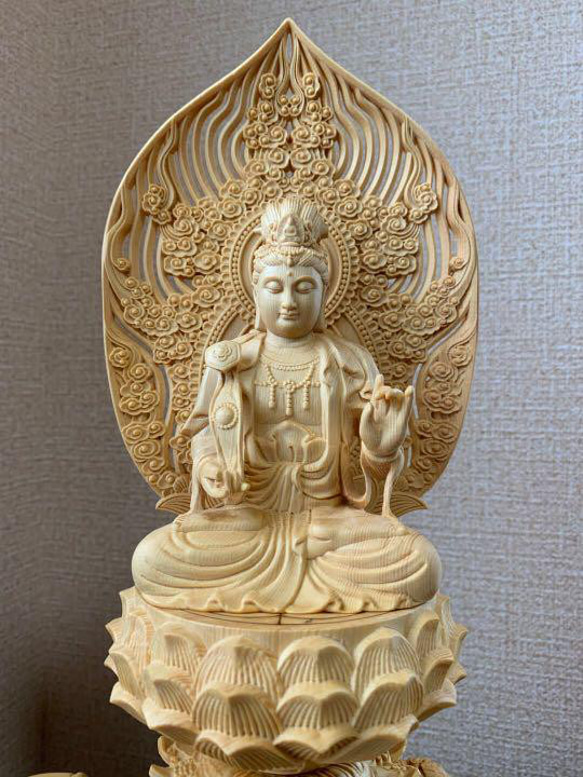 仏像　木彫　文殊、普賢菩薩像 5枚目の画像