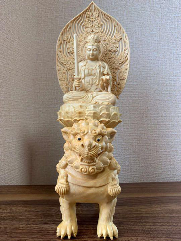 仏像　木彫　文殊、普賢菩薩像 3枚目の画像