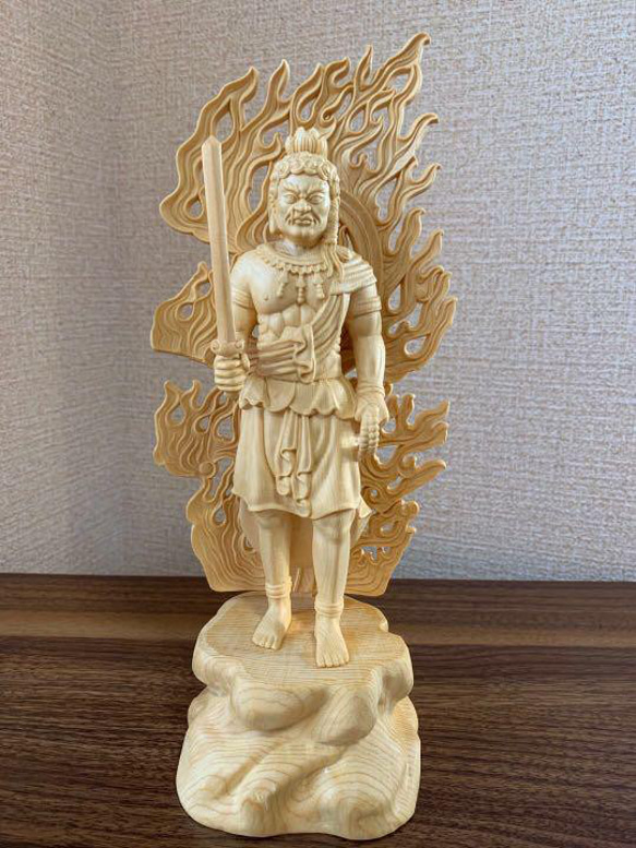 木彫 不動明王像 檜木 その他人形 木 錦 苑 通販 14449947｜Creema